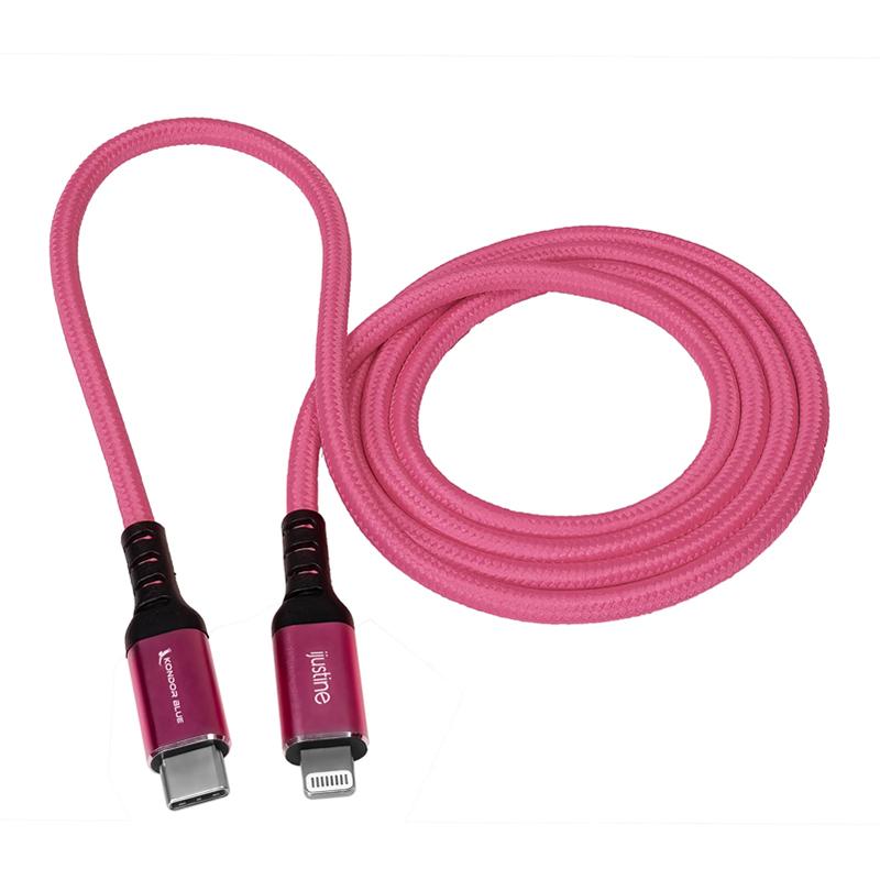 Kondor Blue iJustine Pink Lightning Cable for iPhone Charging & Sync USB-C